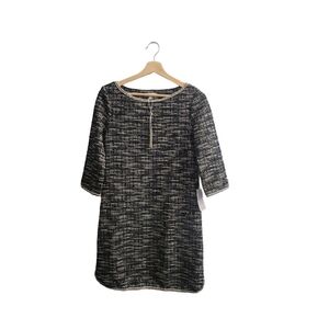 NWT MAX STUDIO Black and White Tweed Long Sleeve Dress Size XS